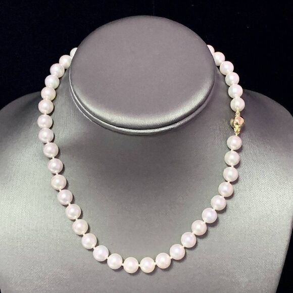 Akoya Pearl Necklace 14k Yellow Gold 8.5 mm 16" Certified $3,950 111841 - Picture 1 of 9